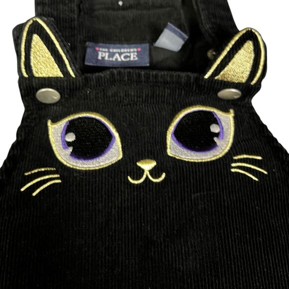 Girl's The Children's Place Corduroy Black Cat Overalls Dress - Size 5T - Picture 2 of 4